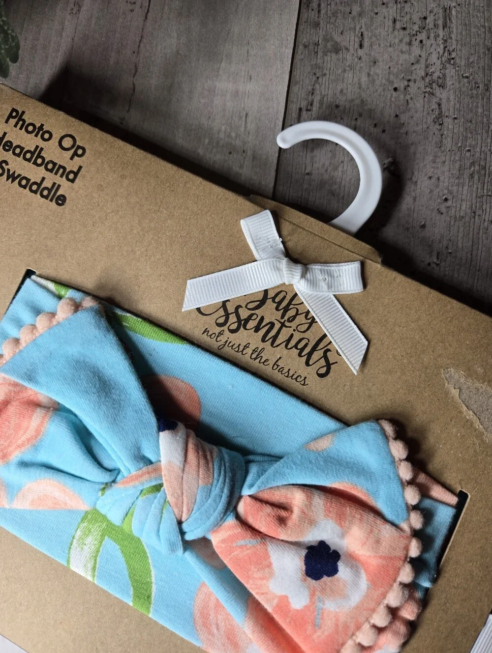 NWT Baby Essentials Floral Headwrap & Swaddle Set – Aqua, Peach, Green 2PC Set